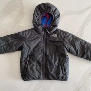 2T North Face Reversible Grey &Blue/Red Plaid Coat